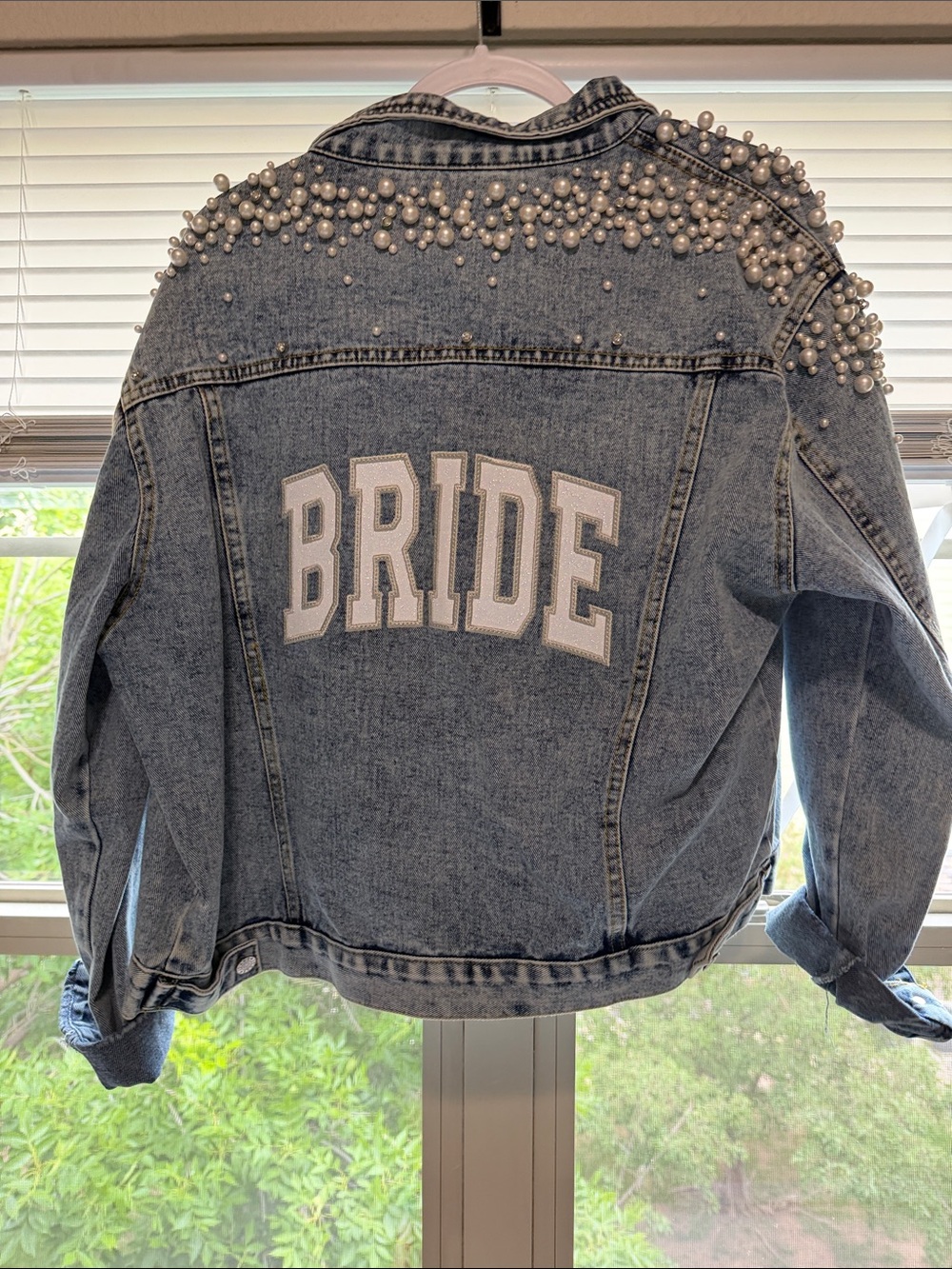 BRIDE Embellished Light Wash Denim Jacket